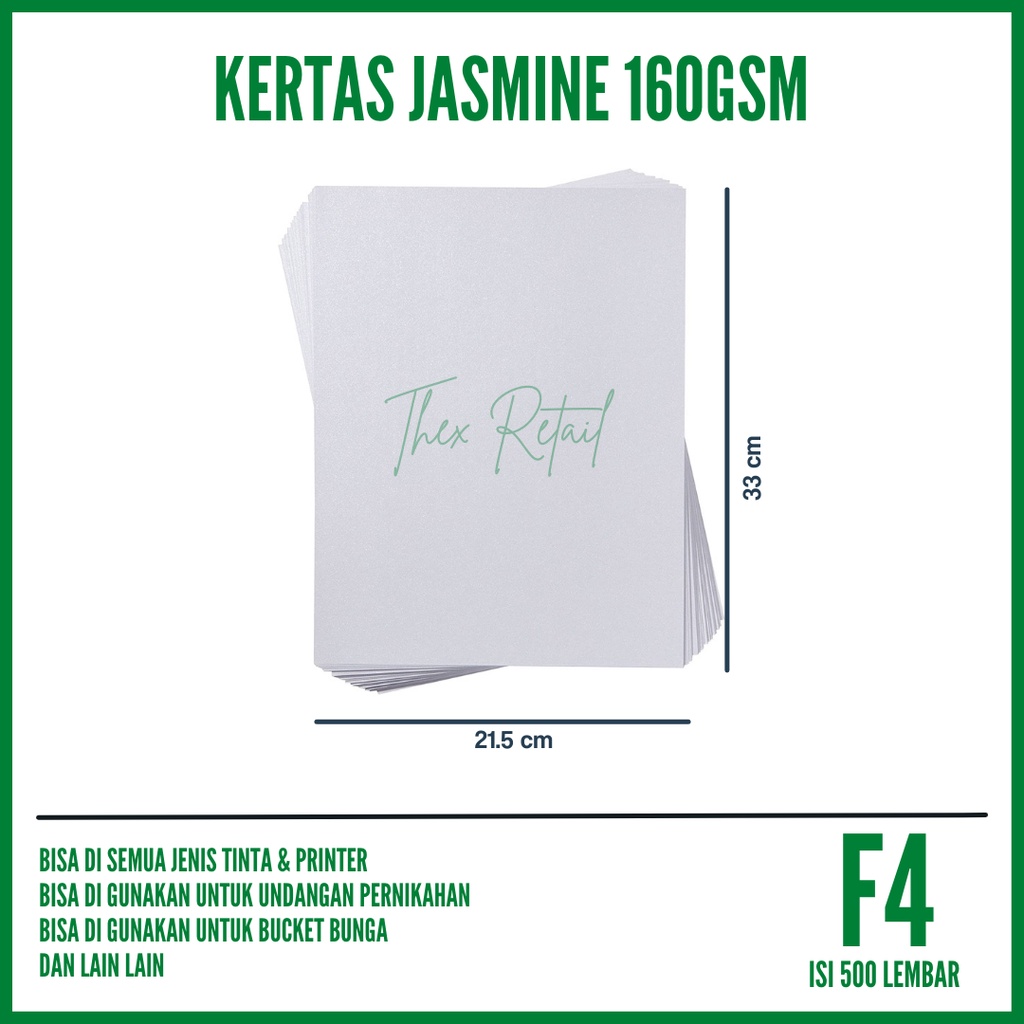 

Kertas Jasmine F4 isi 500 lembar / Undangan Jasmine Glitter F4 / Kertas Fancy Paper