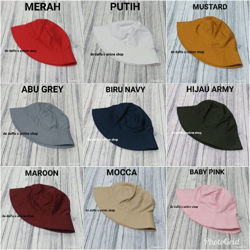 Topi bucket Hat dewasa hitam polos pria wanita - Hitam