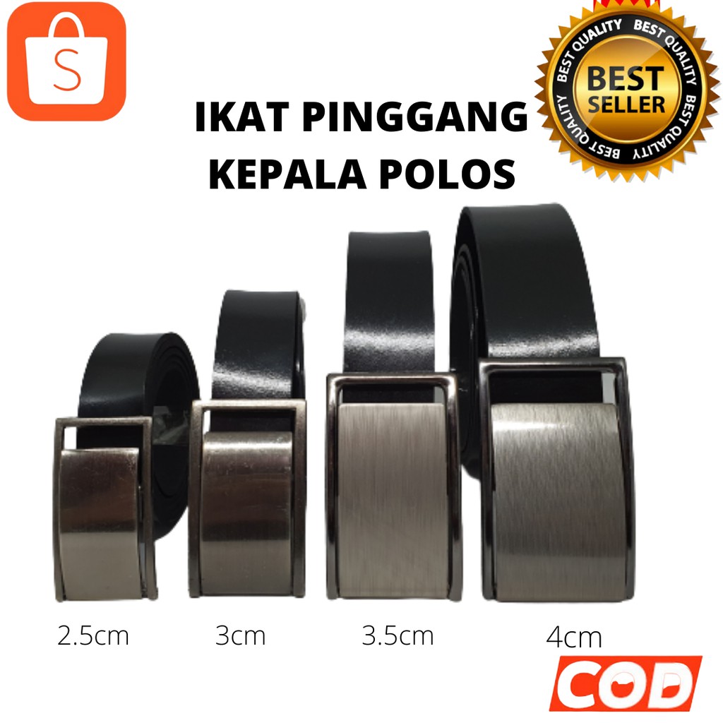 Sabuk Ikat Pinggang Pria dan Wanita Dewasa Polos Hitam Kepala Stainless Formal Basic Gesper Cowok Terbaru Harga Murah Kualitas Distro