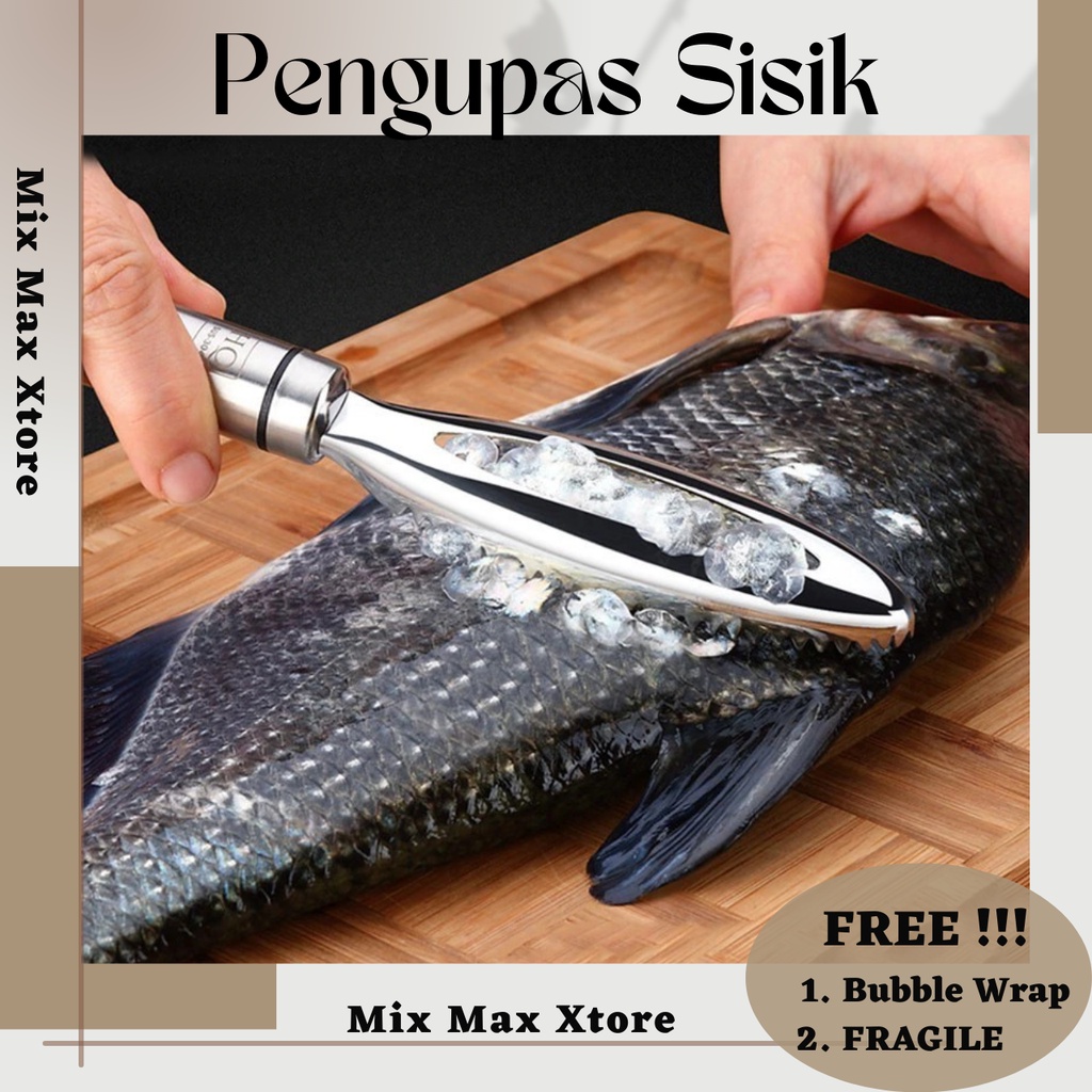 Pengupas Sisik Ikan Stainless Steel Fish Peeler Pisau pengupas Pisau Dapur - Silver