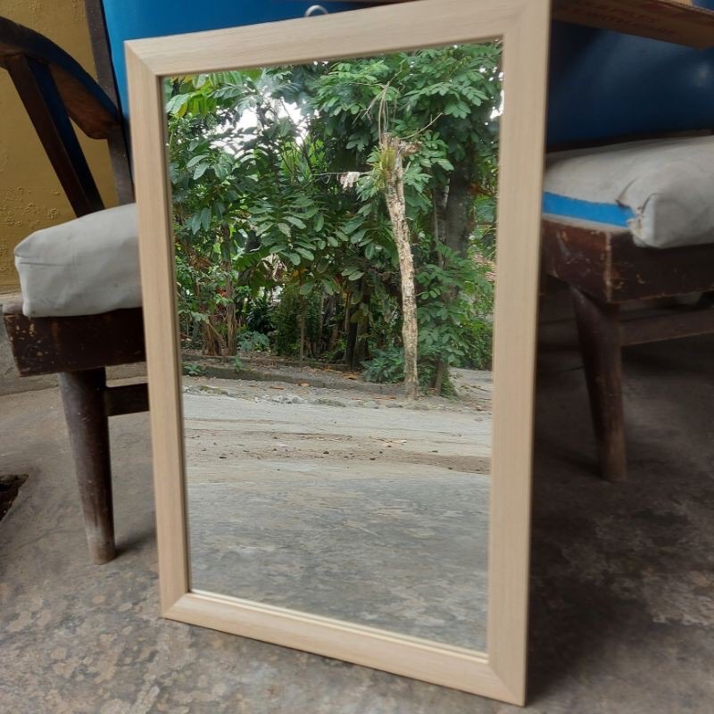 [Size 30x40] Kaca Cermin/Cermin Dinding/ Cermin Make Up / Cermin Gantung | Bahan Fiber Anti Rayap & Keropos-Cream