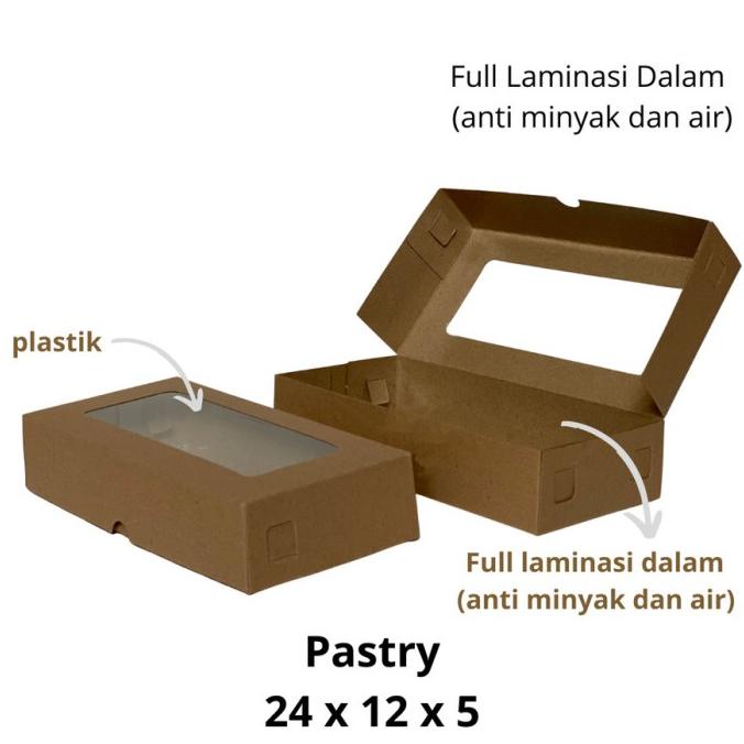 :=:=:=:=] Dus Kraft Jendela 24x12x5 Laminasi Kotak Brownies Box Cake Packaging