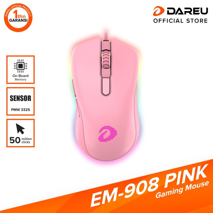 DAREU EM-908 Gaming Mouse Pink Edition