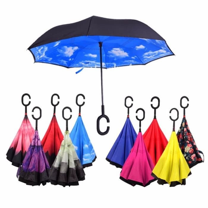 PAYUNG TERBALIK / REVERSE UMBRELLA GAGANG C KAZBRELLA 2ND GEN PINK