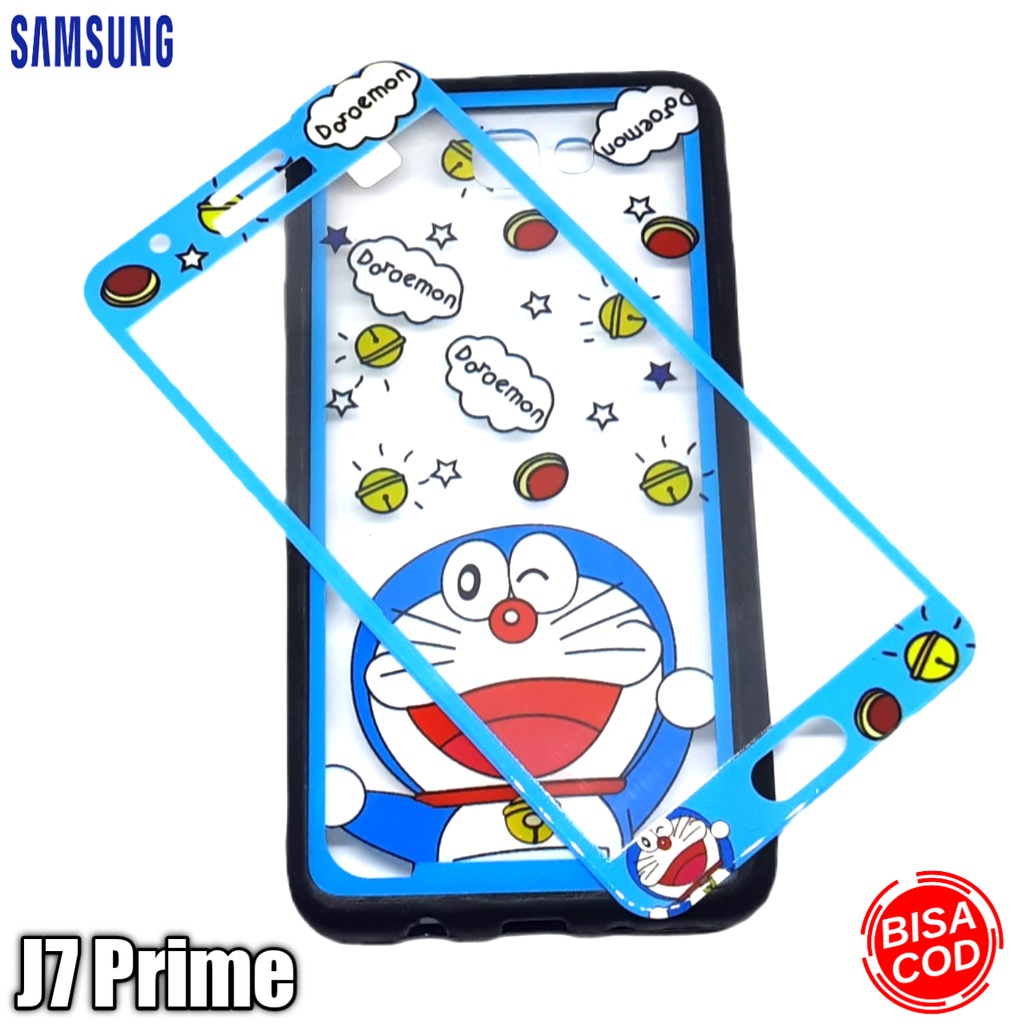 Case Hp Samsung J7 Prime Softcase 360 Transparan + Tempered Glass