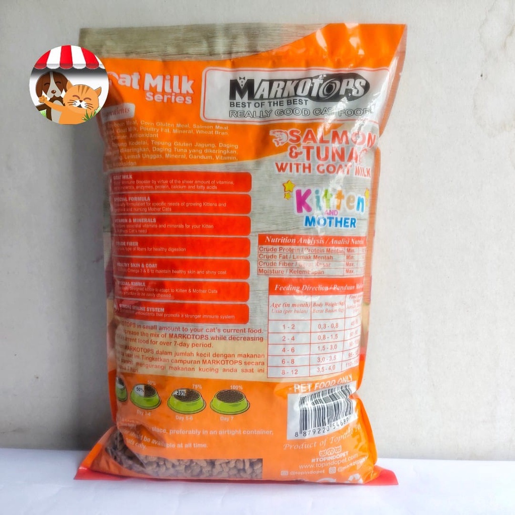 Markotops Kitten And Mother Salmon Tuna 1kg - Makanan Kucing Markotop