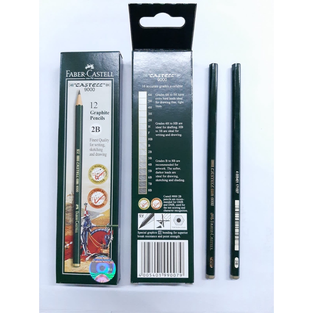 

Pensil 2 B Faber Castell 2B 9000 Original untuk Komputer isi12pc Murah ASLI