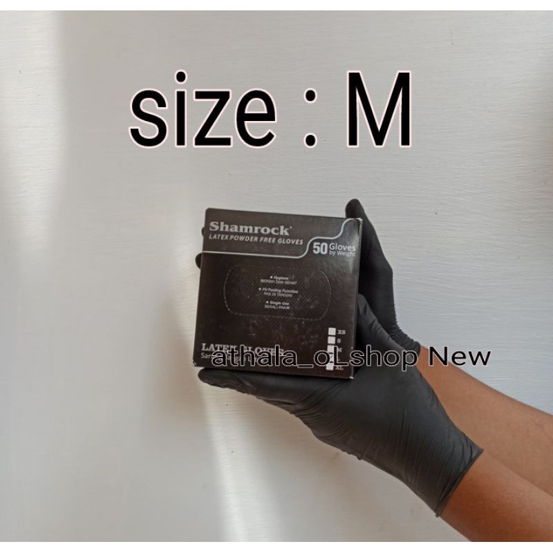 Shamrock glove latex/sarung Tangan Latex Hitam size : Xs,M,L
