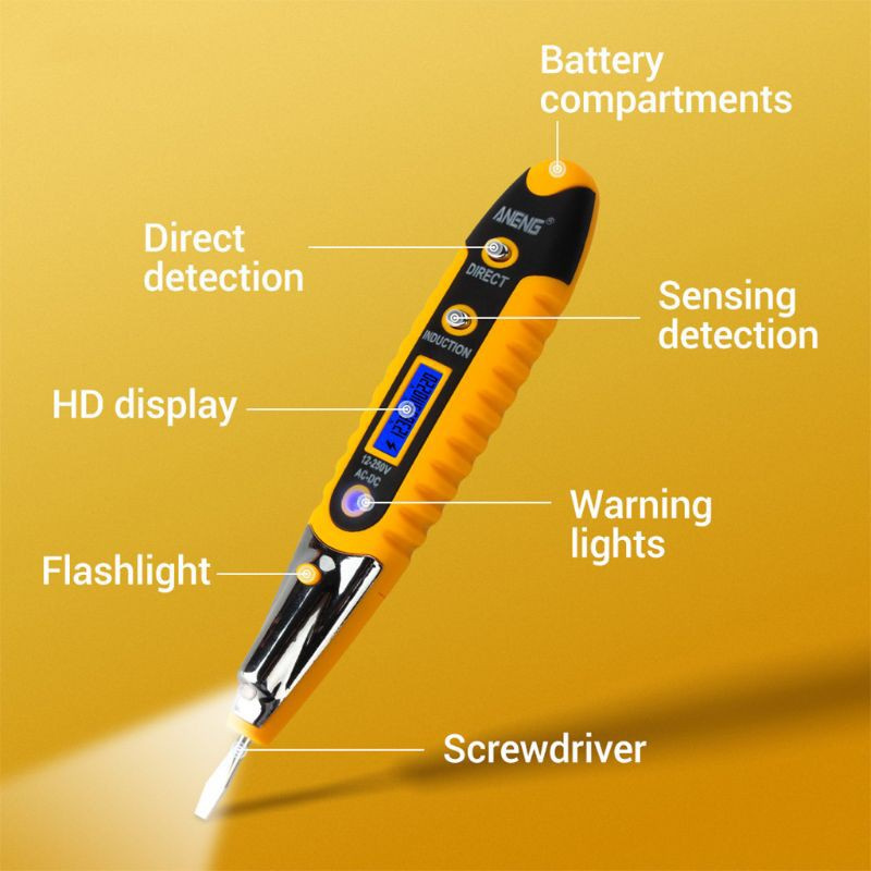 CRE  Contact Tester Pen 12-250V AC Voltage Detectors Tester Meter Volt Current Electric Test Pencil