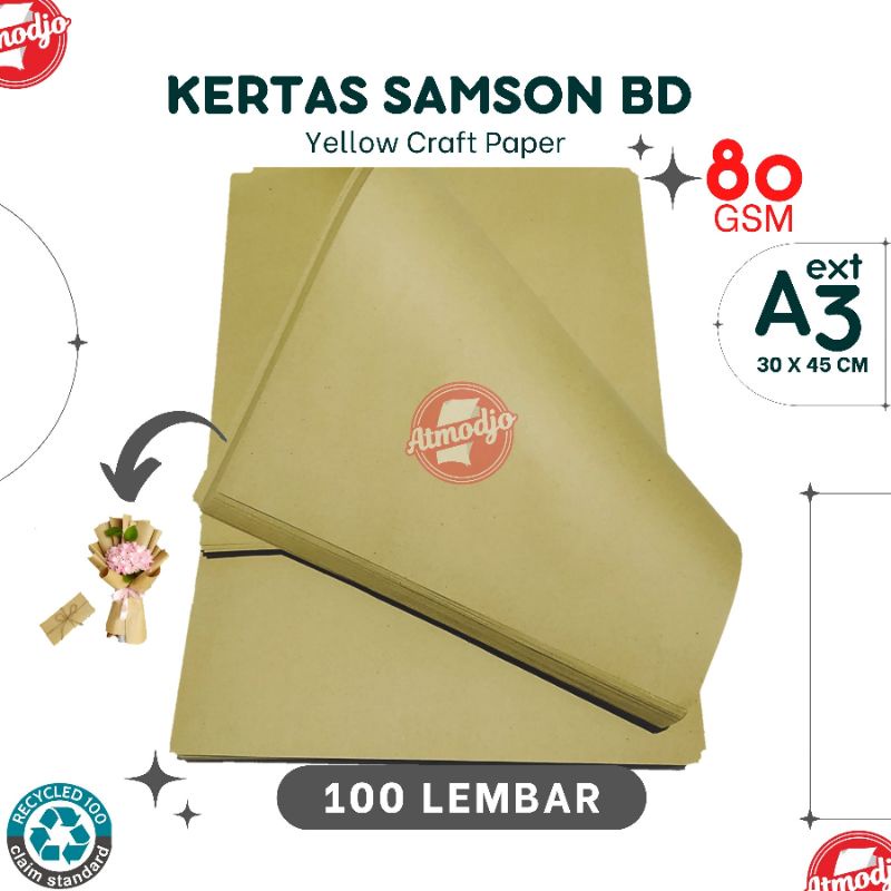 Jual Kertas Samson Kraft BD 80g A3 Isi 100 Lembar / Kertas Pembungkus ...