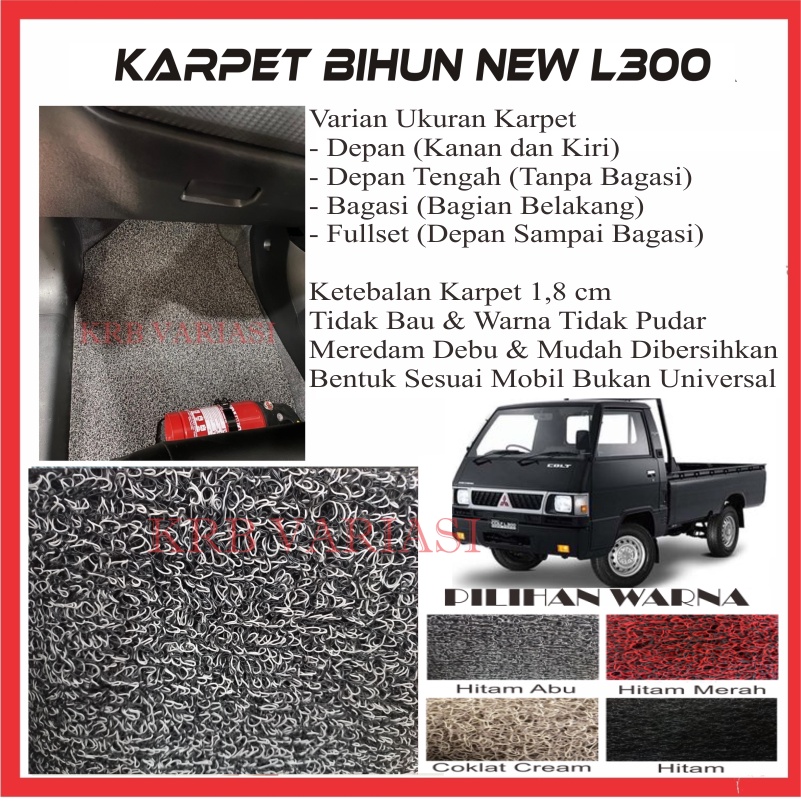 Karpet Lantai Mie Bihun Mitsubishi L 300 Dua Warna / Karpet Mie Bihun Mobil L 300 / Karpet Set / Mit