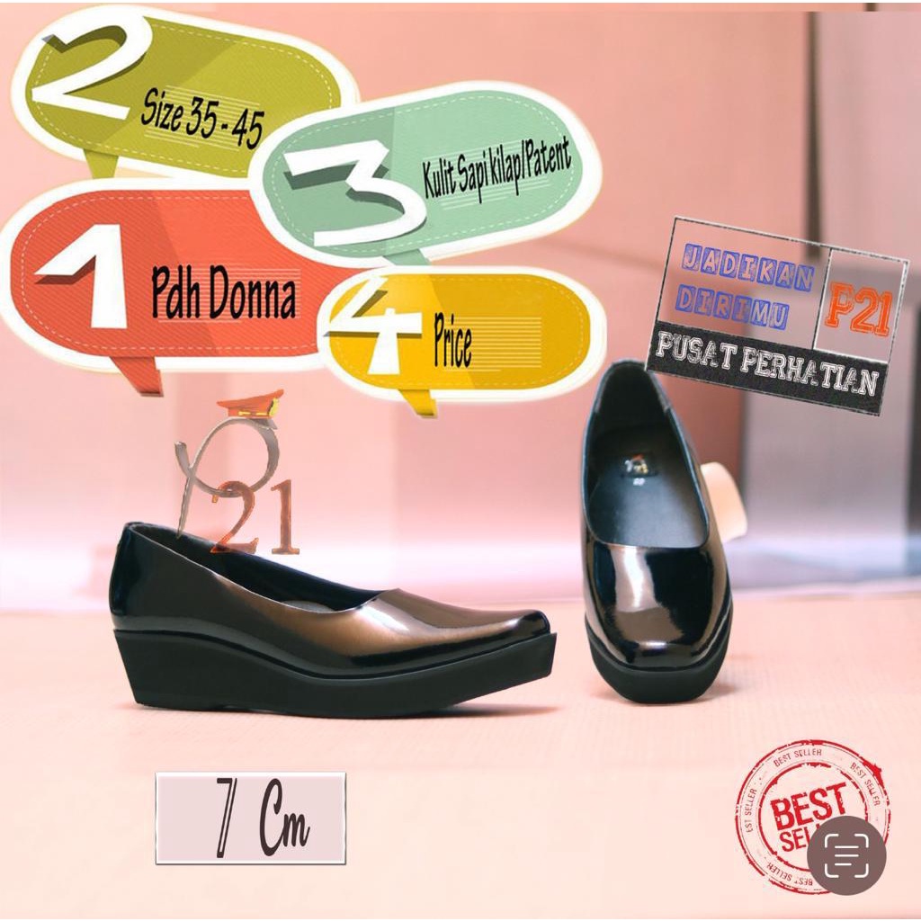 PDH DONNA 7 CM P21 SEPATU WANITA