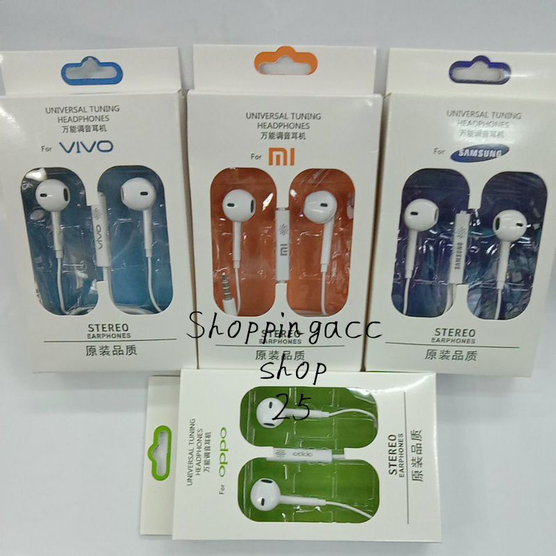 Headset Handsfree earphone Brand all merek XE-6001 OPPO SAM Mi VIVO -PUTIH