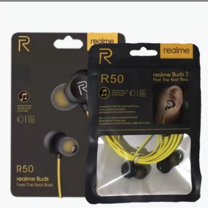 Headset Earphone Realme Stereo R50 Handsfree Hf Realme R50 Stereo