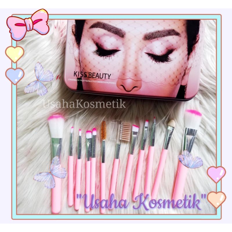 [HARGA /PAKET]KUAS MAKE UP ISI 12KUAS LEMBUT/BRUSH MAKEUP KALENG