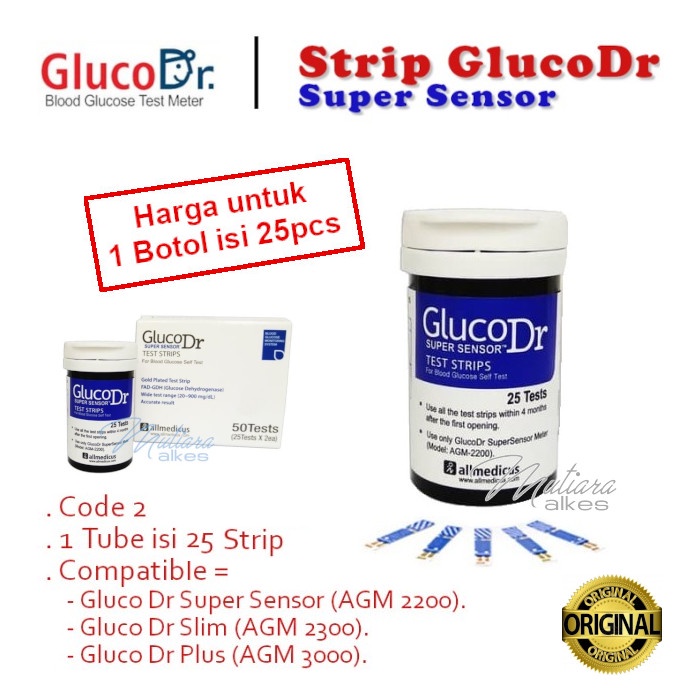 ECERAN 1Botol - Strip Gluco Dr Super Sensor isi 25pcs - Stik AGM-2200