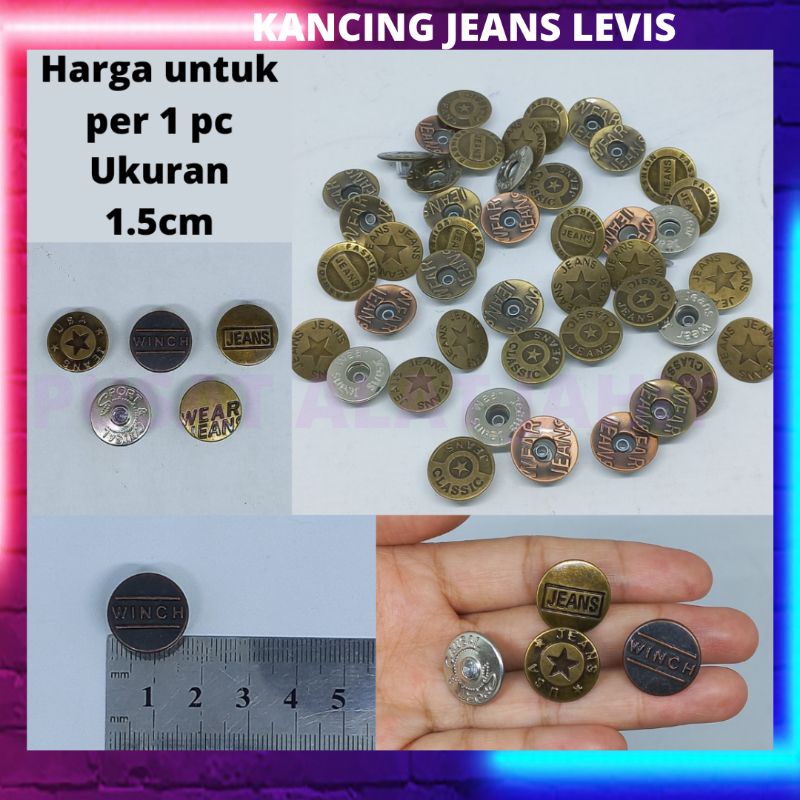 KANCING CELANA PANJANG PENDEK JAKET JACKET BUTTON HIGHWAIST SHORT LONG PANTS JEANS LEVIS PRIA WANITA