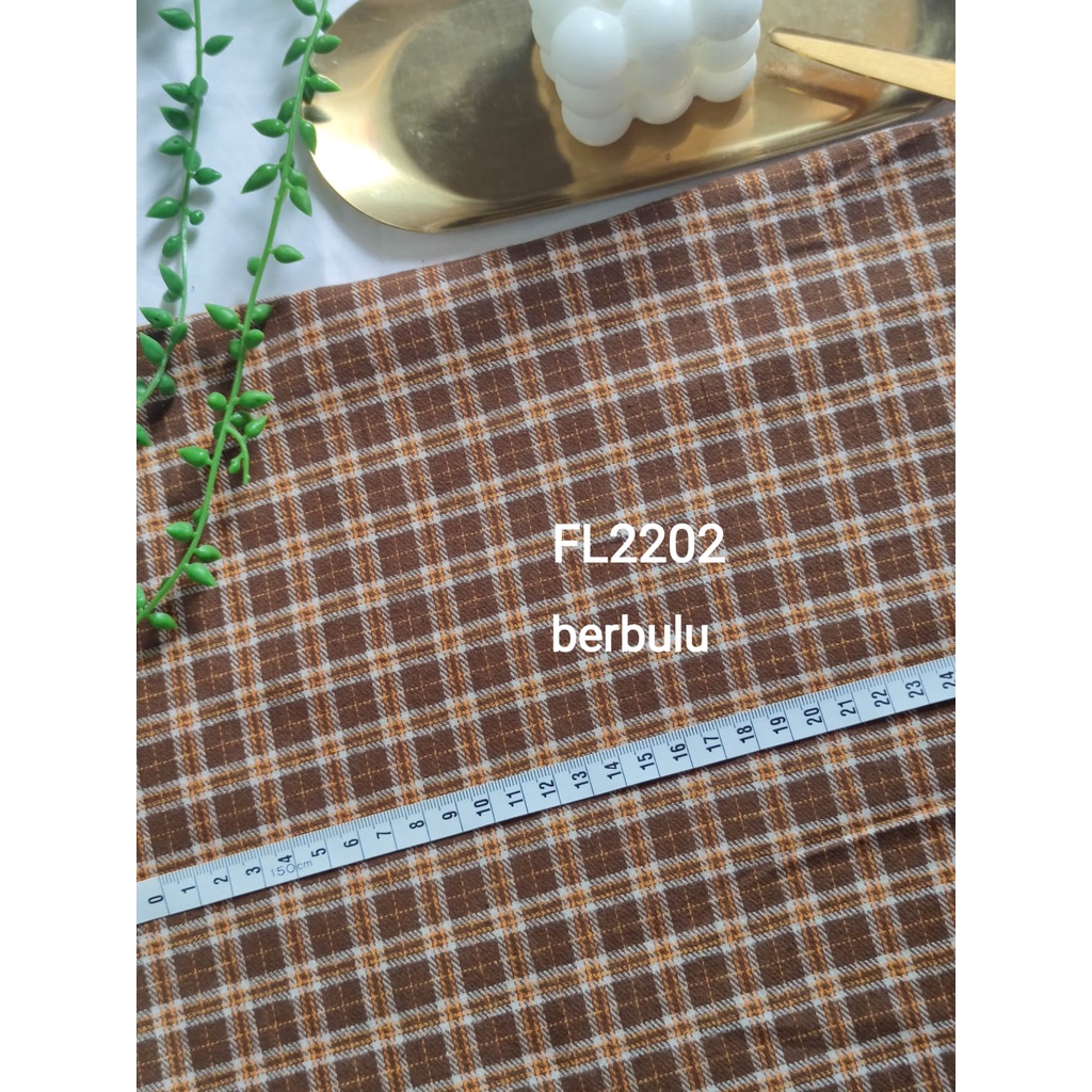 COKLAT kain flanel bahan kotak katun yarndyed harga per 0.5meter/kain meteran happychild