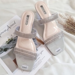 COCOD.IDN  &gt;&gt;&gt;SANDAL HAK KACA JELLY PASIR/Sandal Heel Sandal Hak Kaca Jelly Pasir /SANDAL WANITA KEKINIAN (7.7)