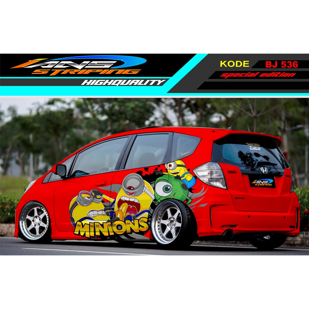 STICKER VARIASI MOBIL JAZZ MINION / STIKER MOBIL AGYA SIGRA YARIS SWIFT / DECAL MOBIL TERBARU