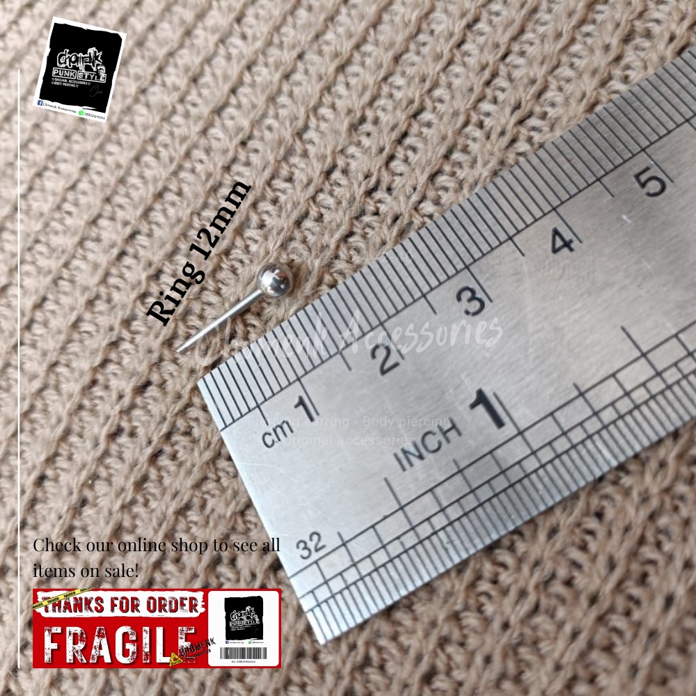 anting tindik barbel telnga-lidah Silver titanium pendek piercing earring anting tindik barbel telinga-lidah Silver titanium pendek-3
