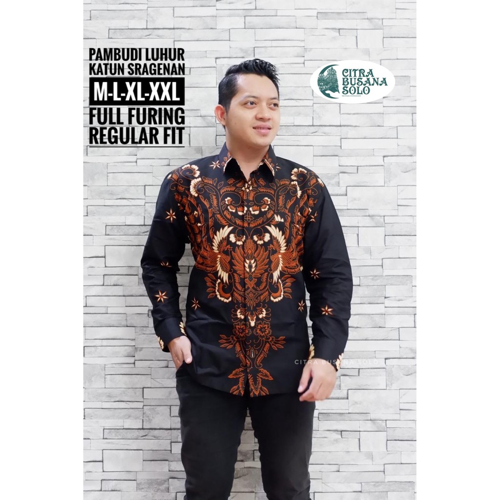 Batik Pria PAMBUDI LUHUR Kemeja Full Furing Bahan Katun Sragenan