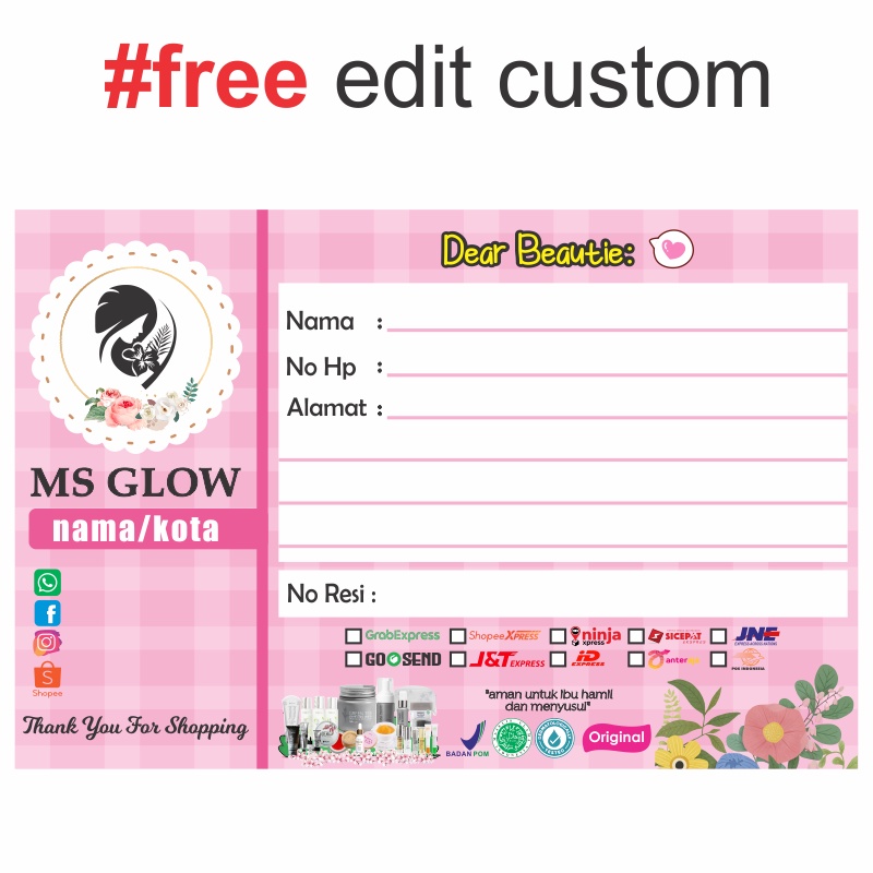 

Stiker pengiriman msglow | stiker pengiriman label | stiker pengiriman olshop 11 x 7 cm