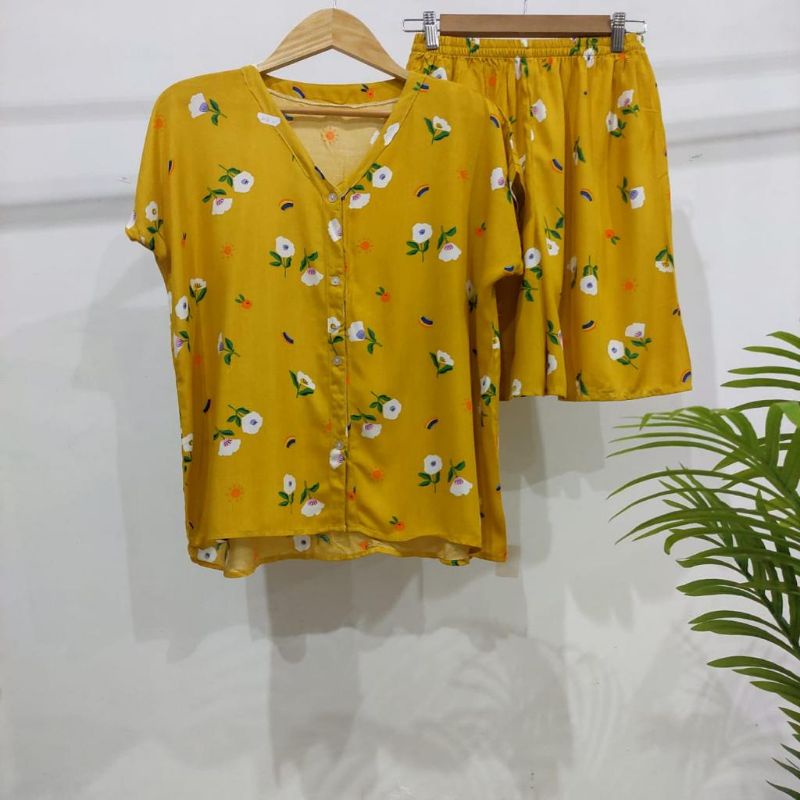 PIYAMA PENDEK RAYON | PIYAMA KANCING | BAJU RUMAHAN MURAH-TB 24