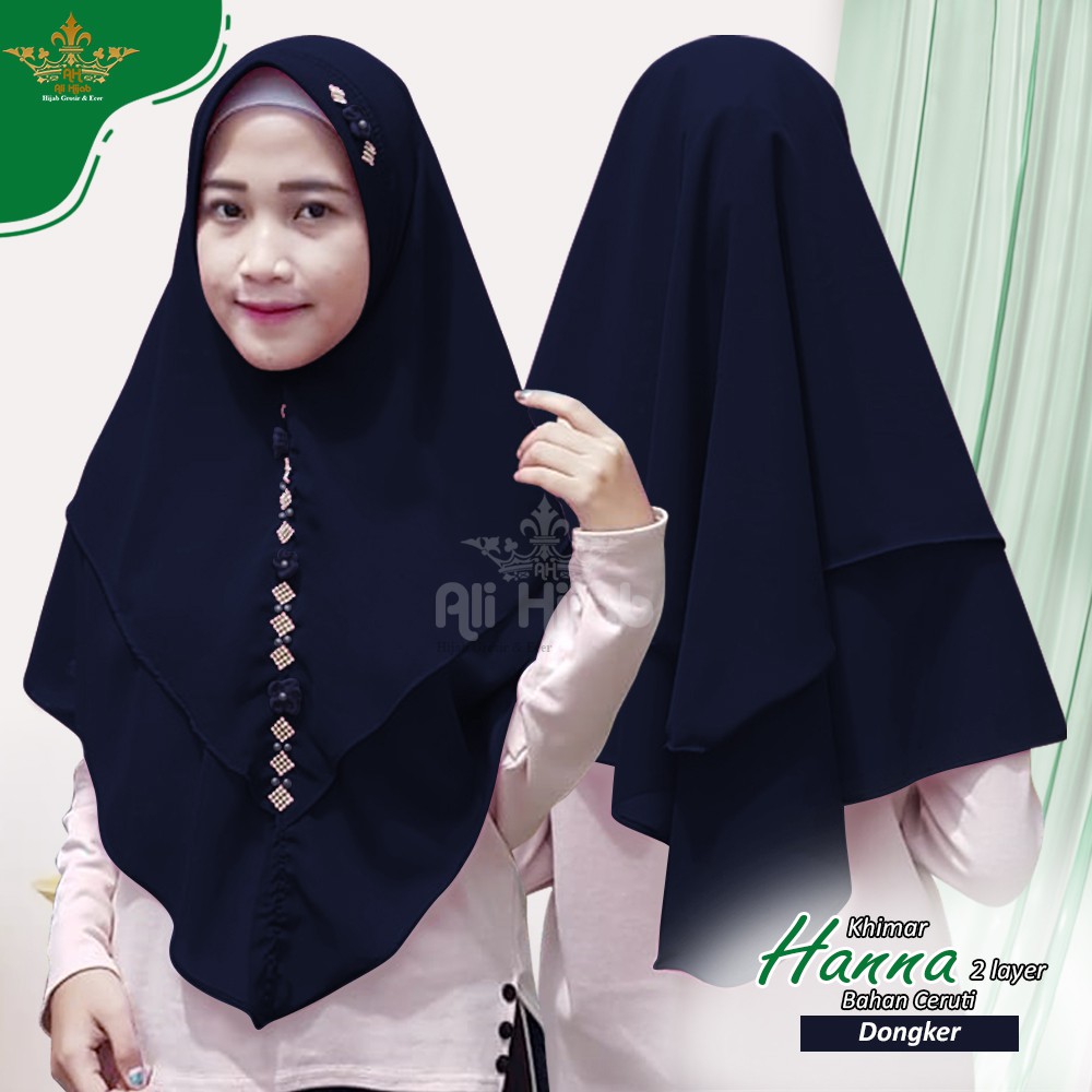 HIJAB ALI - Khimar Hanna 2 Layer / Hijab Khimar Payet Bunga 2 Layer / Khimar 2 layer Bahan Ceruti