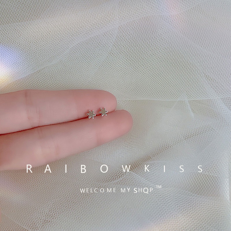 925 Anting Perak Asli Anting Korea Mini Kecil Kupu Zirkon Halus Mahkota Kecil-snowflake