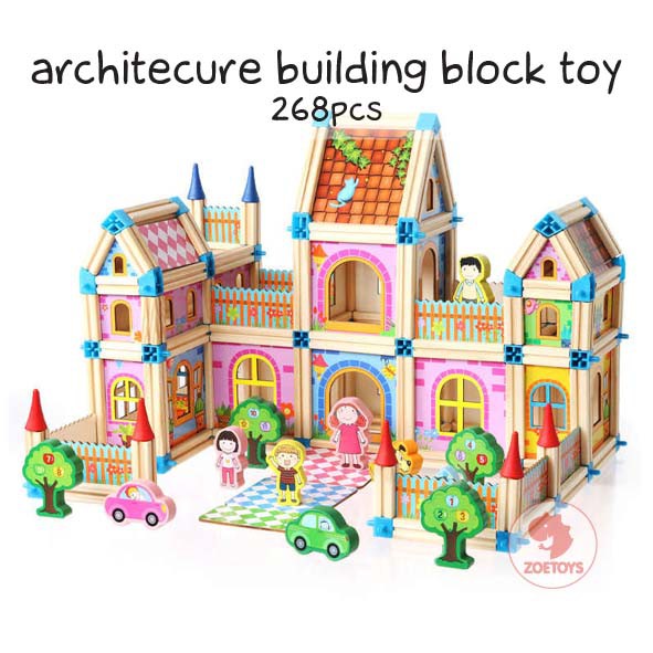 Zoetoys Architecture Building Block Toy 128 268 | Wooden Toys Building Blocks Pretend Toys Doll House Kit | Mainan Arsitektur Bangun Rumah Balok Edukasi Anak | Cari Kado Natal