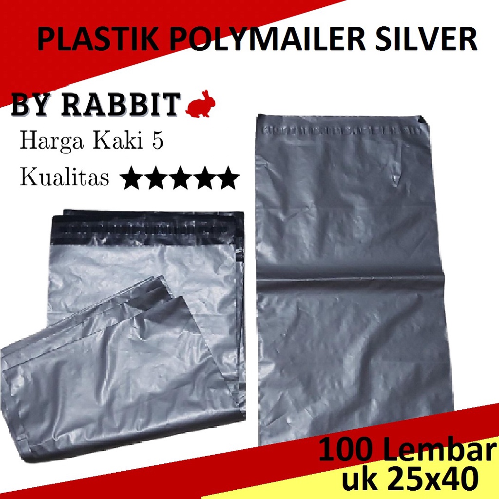 

Kantong Plastik Polymailer Amplop Silver Glossy 25x40 / Kantong Plastik Packing Online ( 100Lembar )