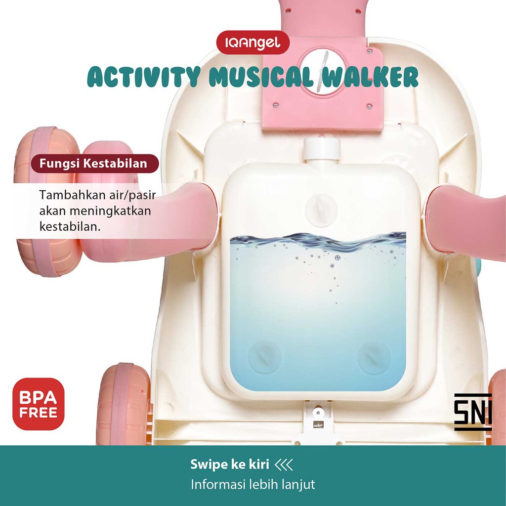 IQAngel X Babiesfirst Activity Musical Walker 3in1 / Mainan Dorongan Bayi (Tersedia Varian Warna)