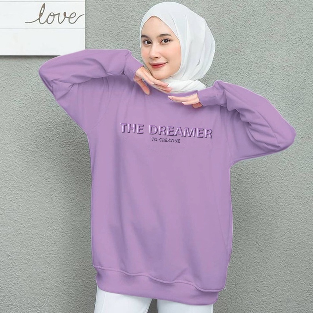 SWEATER WANITA THE DREAMER BORDIR /// CREWNECK FLEECE CASUAL TEBAL HALUS KEKINIAN TERBARU''