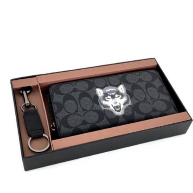 Coach Accordion Men's Wallet With Wolf