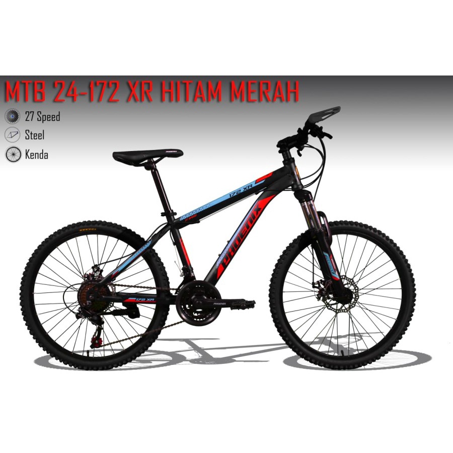 SEPEDA GUNUNG PHOENIX 24-172 XR 27 SPEED FRAME STEEL MTB KENDA BICYCLE MOUNTAIN BIKE