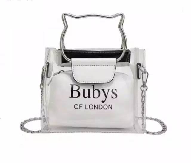 Bubys Of London Fashion Tas Selempang Handbag PVC 2in 1 Transparan Untuk Wanita