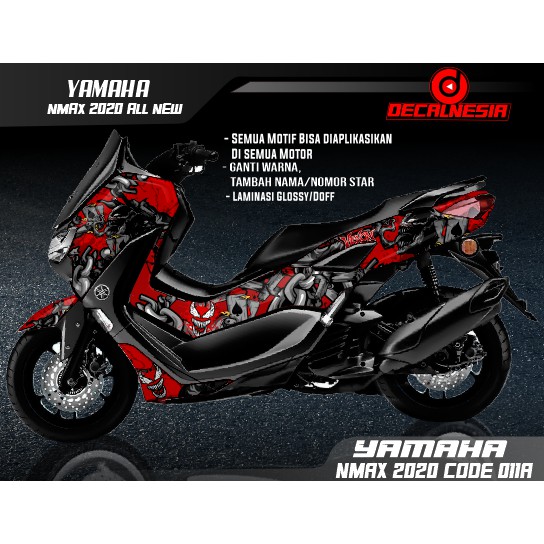 Decal Stiker Motor Yamaha Nmax New 2020 facelift Modifikasi Variasi Aksesoris Full Body Motif Venom