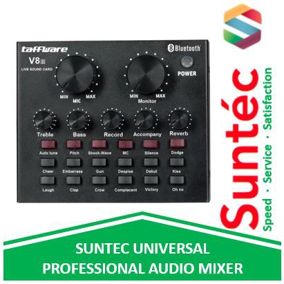 PROFESSIONAL BLUETOOTH V5.0 LIVE MIXER AUDIO USB EXTERNAL SOUNDCARD TAFFWARE V8S / V8 Pro