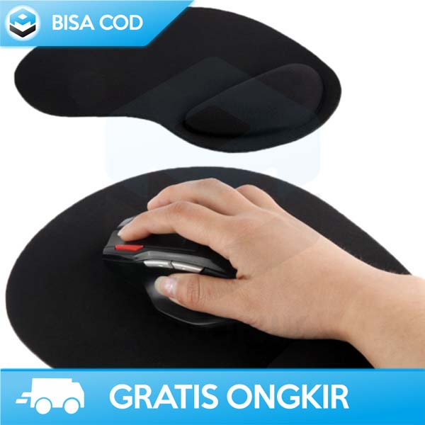 MOUSE PAD POLOS HITAM ULTRA SLIM ANTI SLIP BAHAN LYCRA GEL HALUS EMPUK