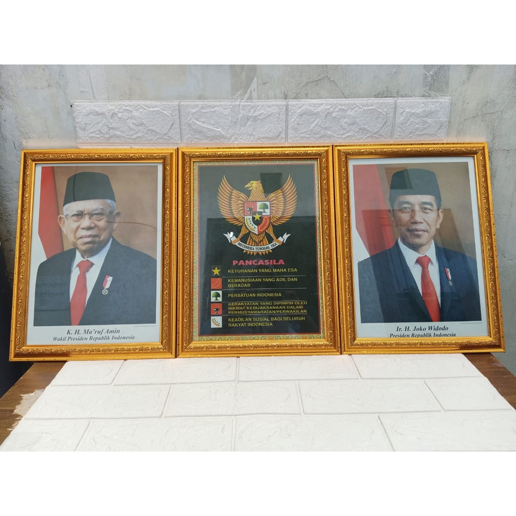 Pigora Presiden Dan wakil presiden Wapres Foto Presiden Pajangan Dinding Bahan Polyframe Fiber 1 Set