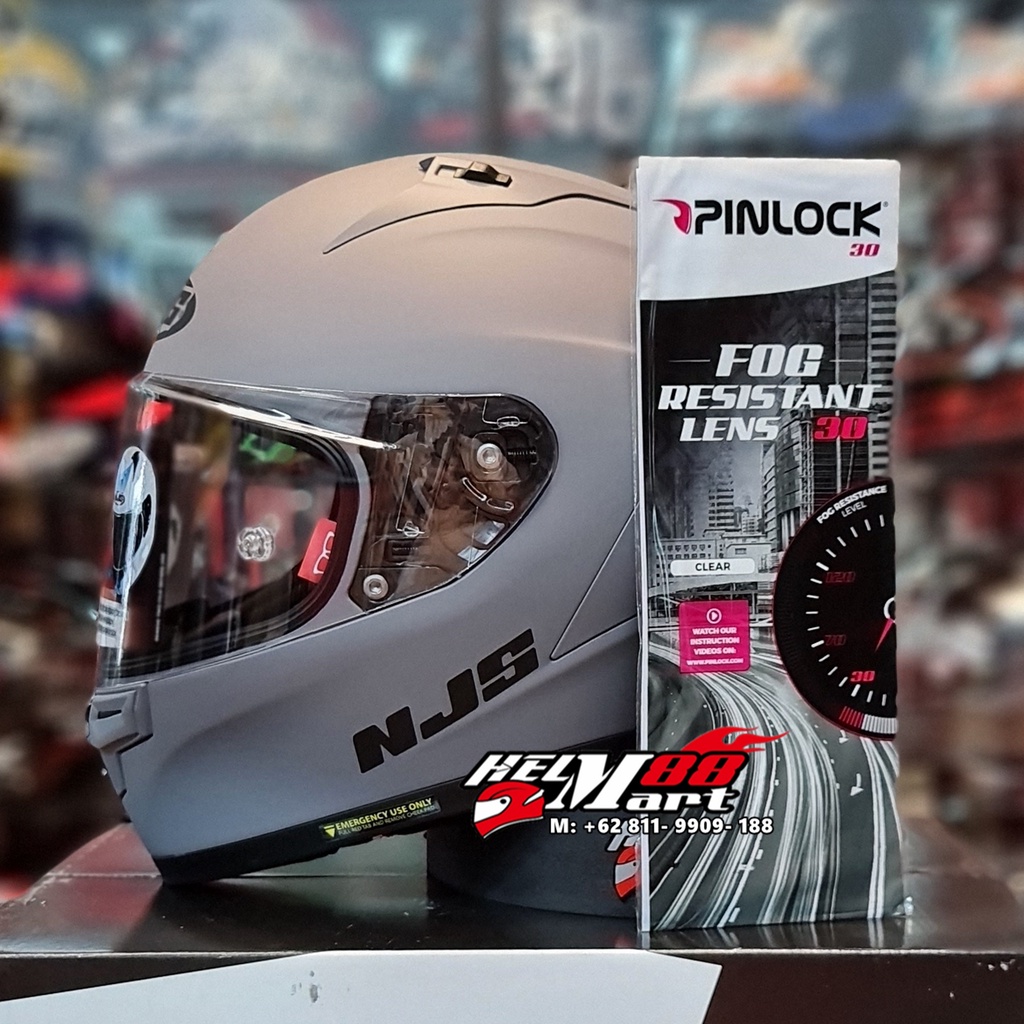 NJS ZX-1R Solid + PINLOCK Antifog Original Helm NJS ZX1R FLAT VISOR NJS ZX1 TERBARU-STONE GREY DOP