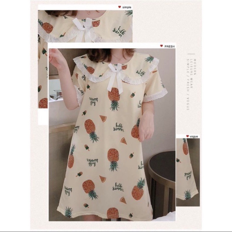 PIYAMA WANITA DEWASA SPANDEX IMPORT JUMBO RENDA MOTIF DASTER NEW COLLECTION