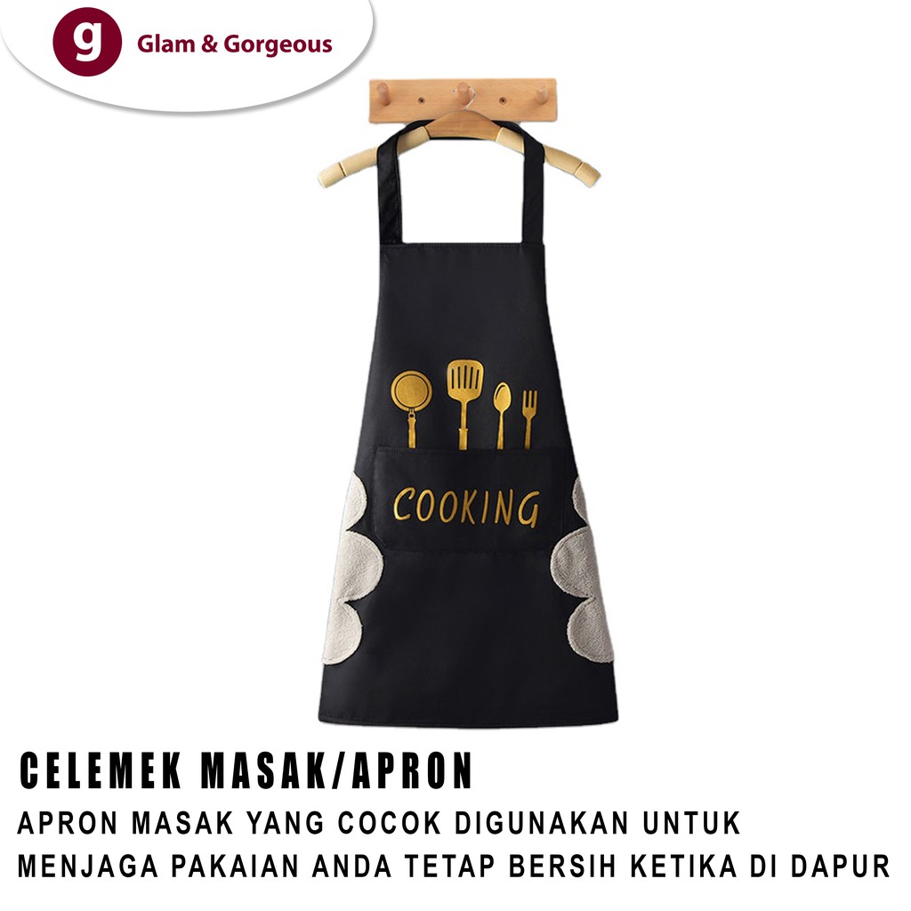 Celemek Masak Kain Plastik Apron Barista Waterproof Dapur Motif CM009