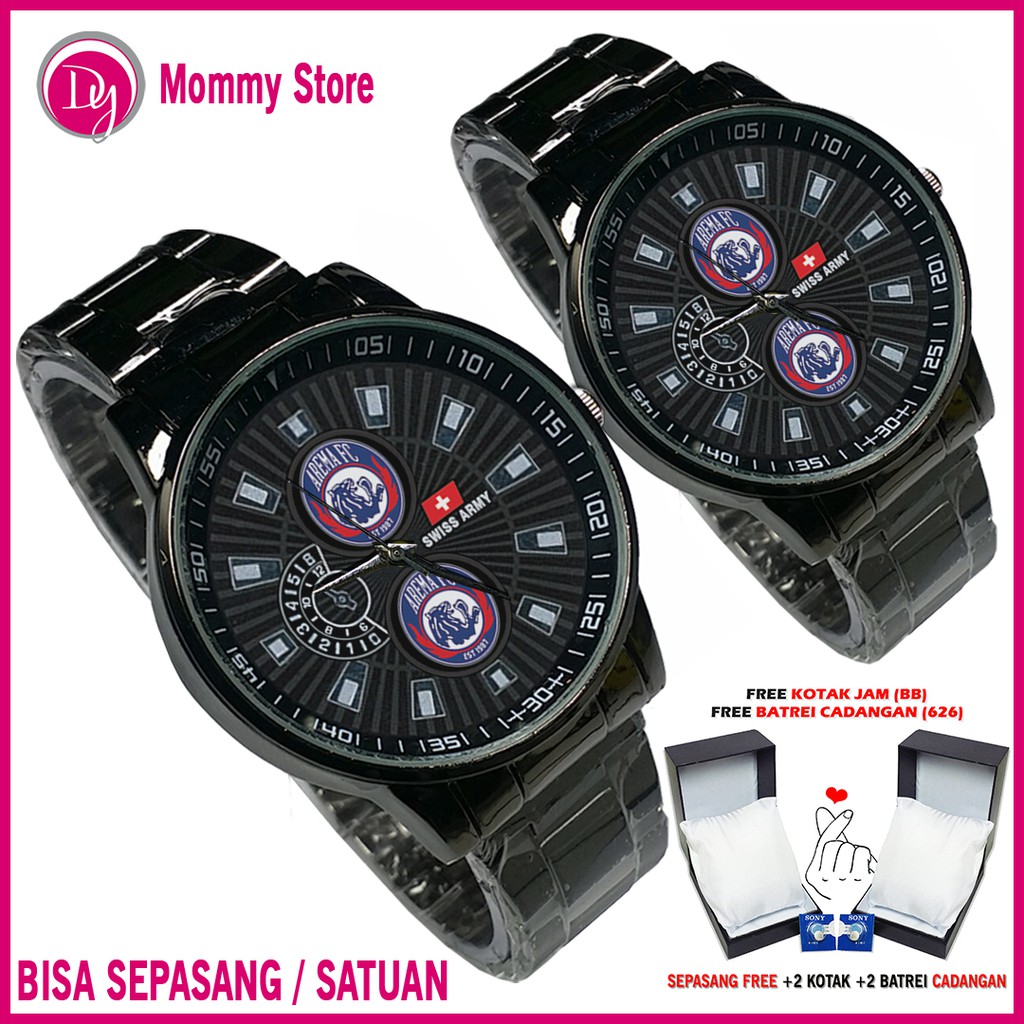 (EXCLUSIVE) Jam Tangan AREMA FC Rantai Hitam-Satuan/Sepasang
