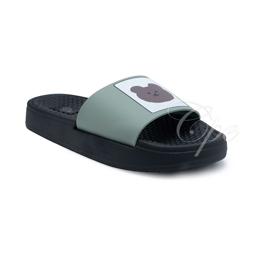CPE SLPT V CUTIES Sandal Slop Slip On Teplek Wanita Sandal Cewek-Bear Green