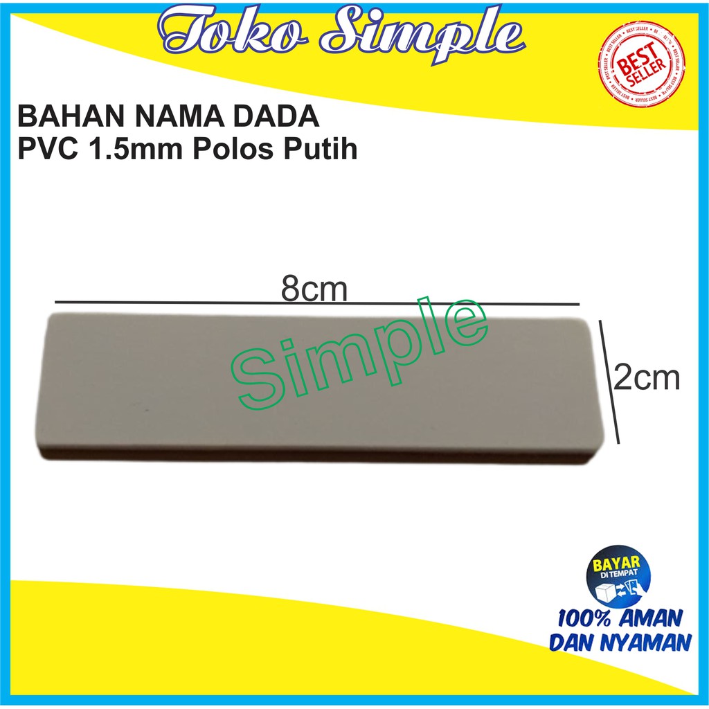 

BAHAN NAMA DADA POLYESTER PVC PUTIH POLOS PAPAN NAMA DADA PENITI MAGNET