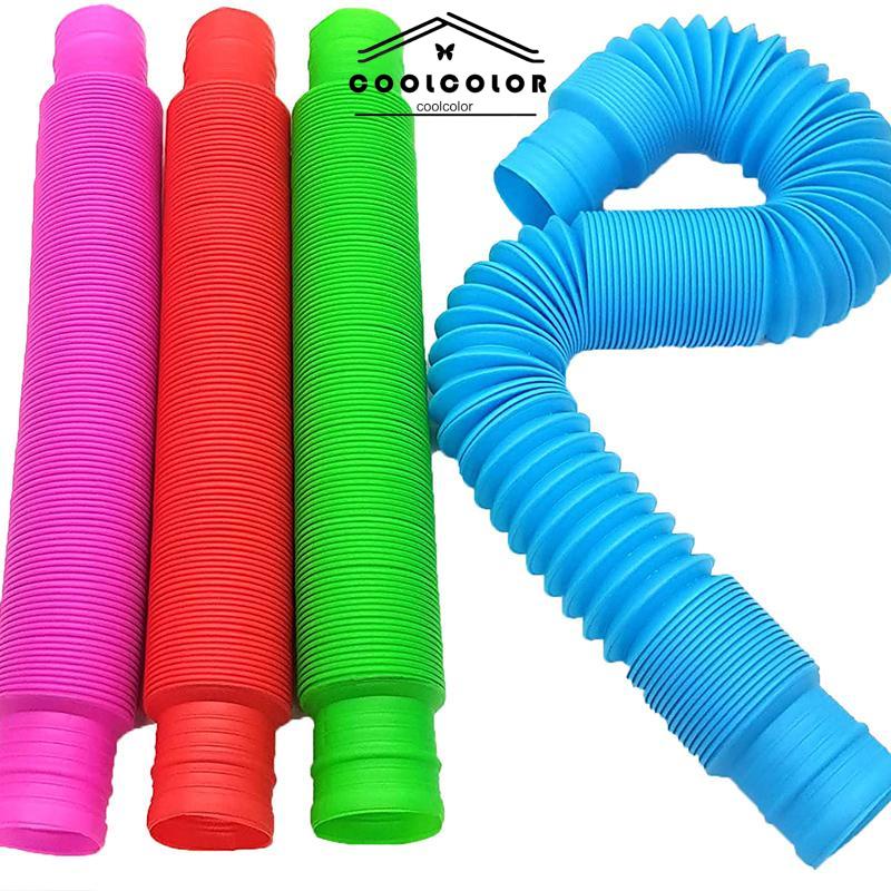 COD❤️Mainan Fidget Tabung Pop it Teleskopik Bahan Plastik Corrugated Warna-Warni Untuk Anak Tabung Mainan Pendidikan- cl