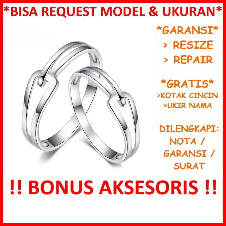 Bisa Pesan Model Cincin Couple Kawin Nikah Tunangan Silver Garansi Perak Asli Gratis Ukir Nama Id154