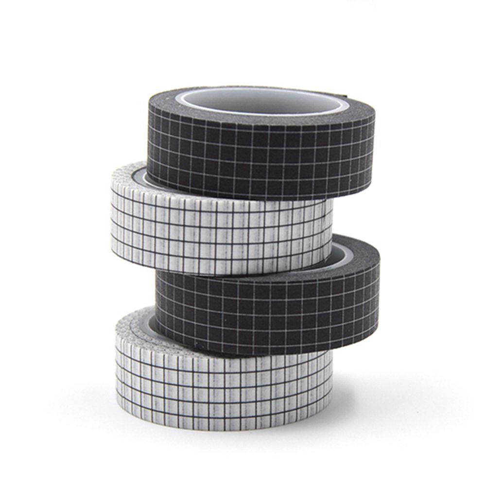 Tape Stiker Warna Hitam Dan Putih Ukuran 10m Gaya Jepang Untuk Dekorasi